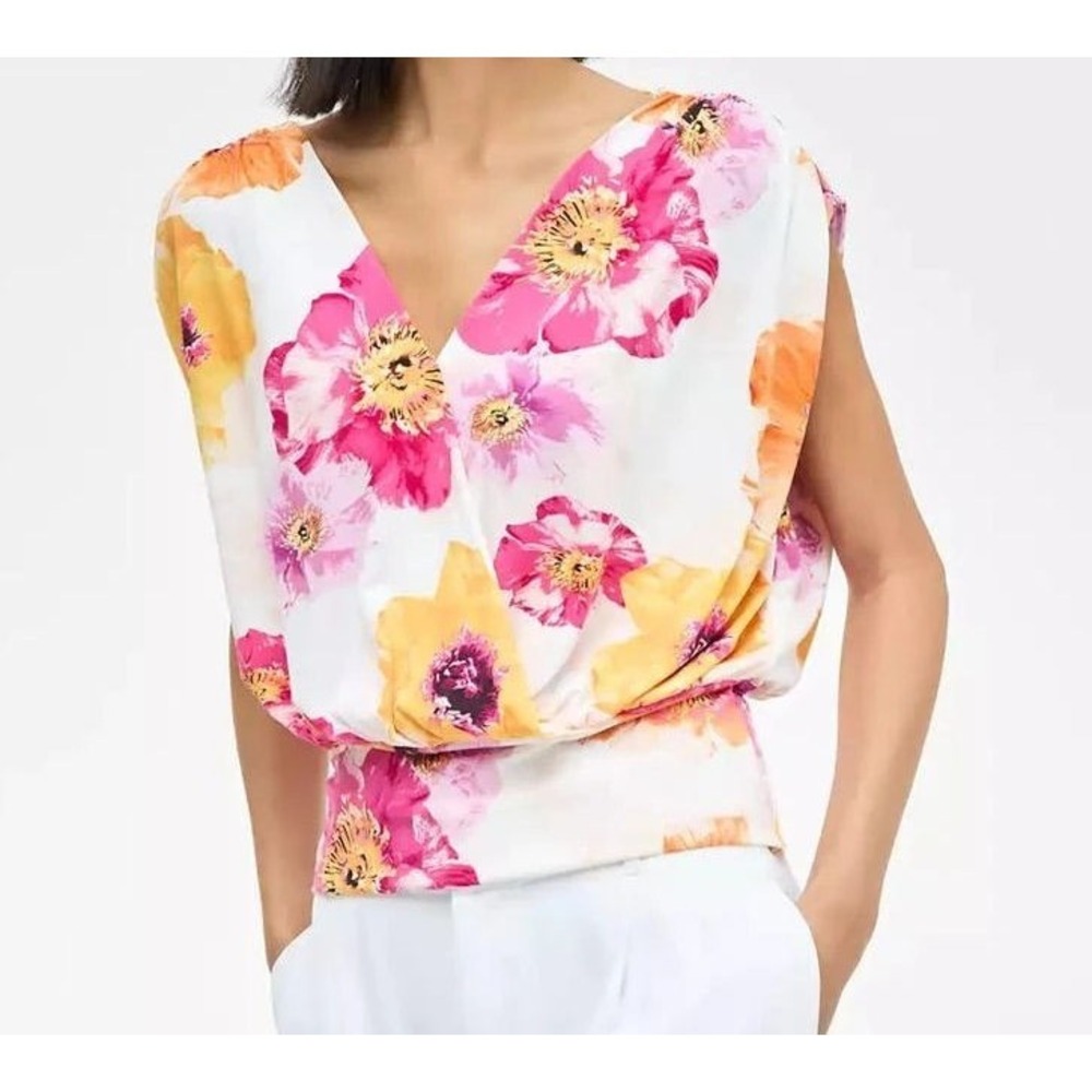 I.N.C. International Concepts Women's Floral Drapey Wrap Knit Top - XL